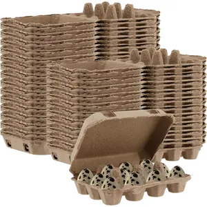50 PCS 3 x 4 Square Paper Pulp 12 Count Quail Egg Cartons Bulk, Quail Egg Holder for Home Farmhouse