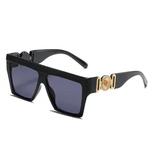1pc Men's Oversized Vintage Studded Black Fashion Glasses, Thick Frame, Perfect for Beach, Pool, Vacation, and Outdoor Activities. A Must-Have Social Media Influencer Accessory for Summer Travel, Outdoor Adventures, and Fashionable Looks.