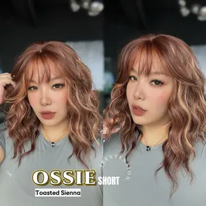 JBEXTENSION 14 Inches Scalpiana Short Wave 3.5X4 Hard Silky Top Natural Scalp Effect Wig with Bangs OSSIE SHORT