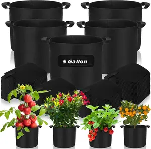 5 Gallon Grow Bags 5 Gallon Fabric Pots  Garden Bags to Grow Vegetables with Two Handles for Vegetables Garden Pots