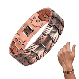 Copper Bracelet for Men,3X Ultra Strength Magnetic Bracelets,99.99% Pure Copper with 3500 Gauss Neodymium Magnets, Adjustable Size Tool