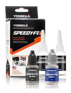 Visbella 7 Seconds Speedy Fix Repair Glue Kit, Instant Adhesive with Reinforcing Powder for Metal & Hard Plastic Repair, Waterproof 4PCS