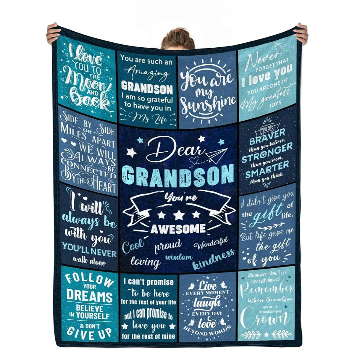 1pc A blanket gift from grandparents to their grandson, a birthday gift for the grandson, a soft and comfortable blanket, Comfy Blankets, a graduation Christmas gift for the grandson, a flannel blanket, Decorative Giftable Blankets