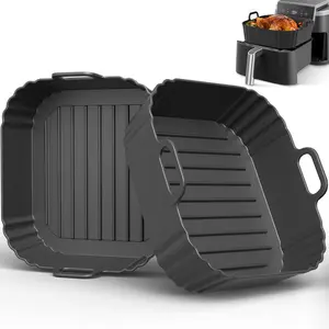 Air Fryer Liners 2 Pack, Compatible with Ninja AF141 181, 8.5 Inch Air Fryer Liners for COSORI 5-6.5 QT, Reusable Silicone Basket, Air Fryer Accessories
