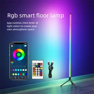 Dreamy RGB Floor Lamp Stick Sound Pickup Atmosphere Light Bedroom Corner LED Live Streaming Room Gaming Standalone 360° Full Illumination Lighted Floor Standing Adjustable RGB Lighting