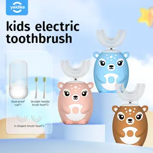 Kids Electric Toothbrushs U Shaped sonic Automatic Toothbrush with 4 Brush Heads, Six Cleaning Modes,Cartoon deer Modeling , full mouth toothbrush for baby#dealsforyoudays