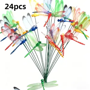 24pcs Dragonfly Garden Decorations, Yard Markers with Sticks, Christmas Decoration, Outdoor Garden Ornaments, Decorative Garden Sculptures, Garden Aesthetics, Festive Charm, Holiday Gift Ideas, Garden Accessories