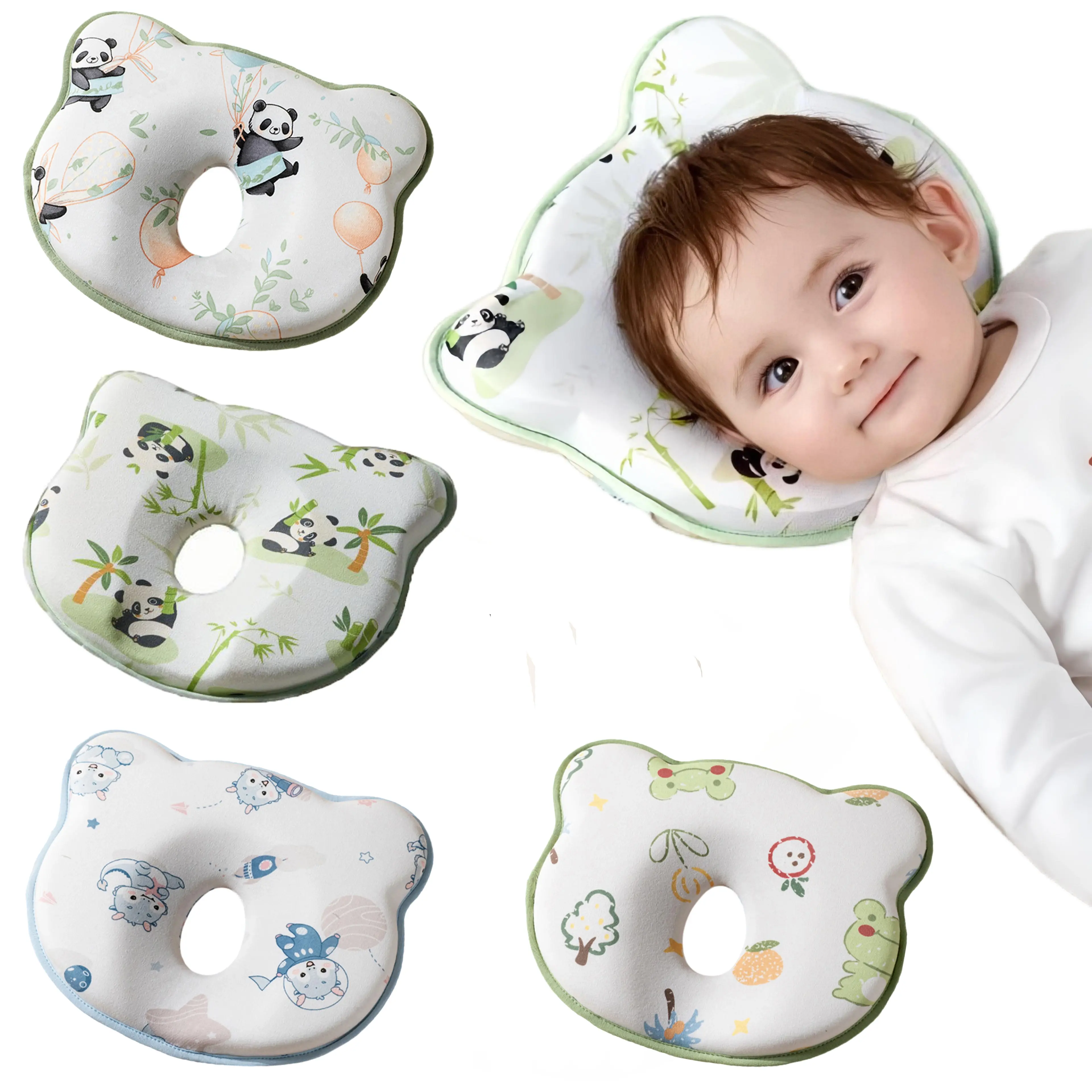 Memory Foam Baby Pillow, Convenient Cute Bear Shape Pillow, Comfortable and Soft, for Boys and Girls, Preventing Flat Head
