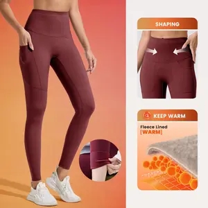 [Size up recommended] Viconow 1/3 Pack Fleece Tummy Control Leggings for Women with Pockets - High Waist Bike Pants for Gym Workout Yoga Solid Color Casual Wear
