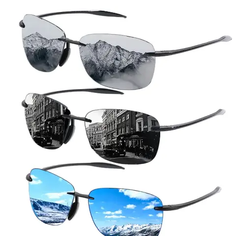 Men's Trendy Rimless Sunglasses, Outdoor Sports Cycling Mountain Sunglasses, Uv400 Protection Sunglasses for Everyday Use and Outdoor Activities