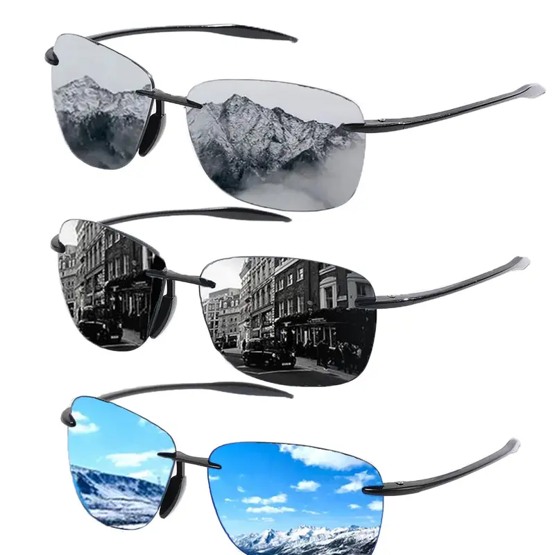 Men's Trendy Rimless Sunglasses, Outdoor Sports Cycling Mountain Sunglasses, Uv400 Protection Sunglasses for Everyday Use and Outdoor Activities