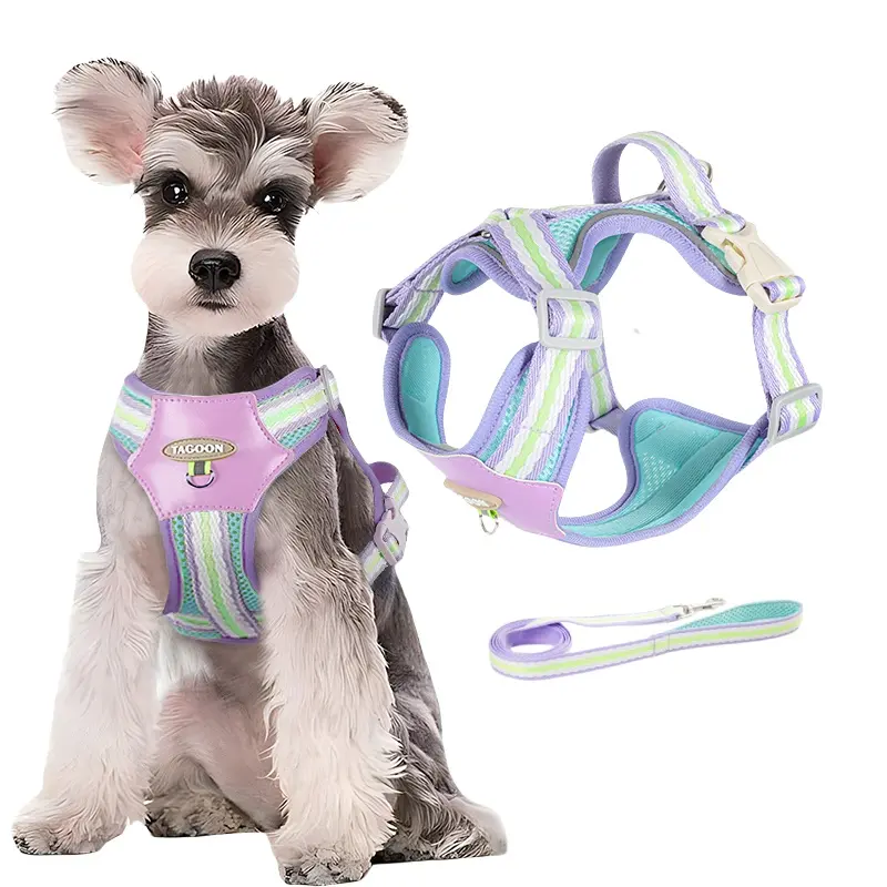 For 3lbs to 22 lbs dogs and cats Small dogs Dog Harness with Reflective Strips & Breathable Mesh - No-Pull Vest for Small Dogs, Step-in Design Includes Leash. Adjustable Reflective Puppy Harness