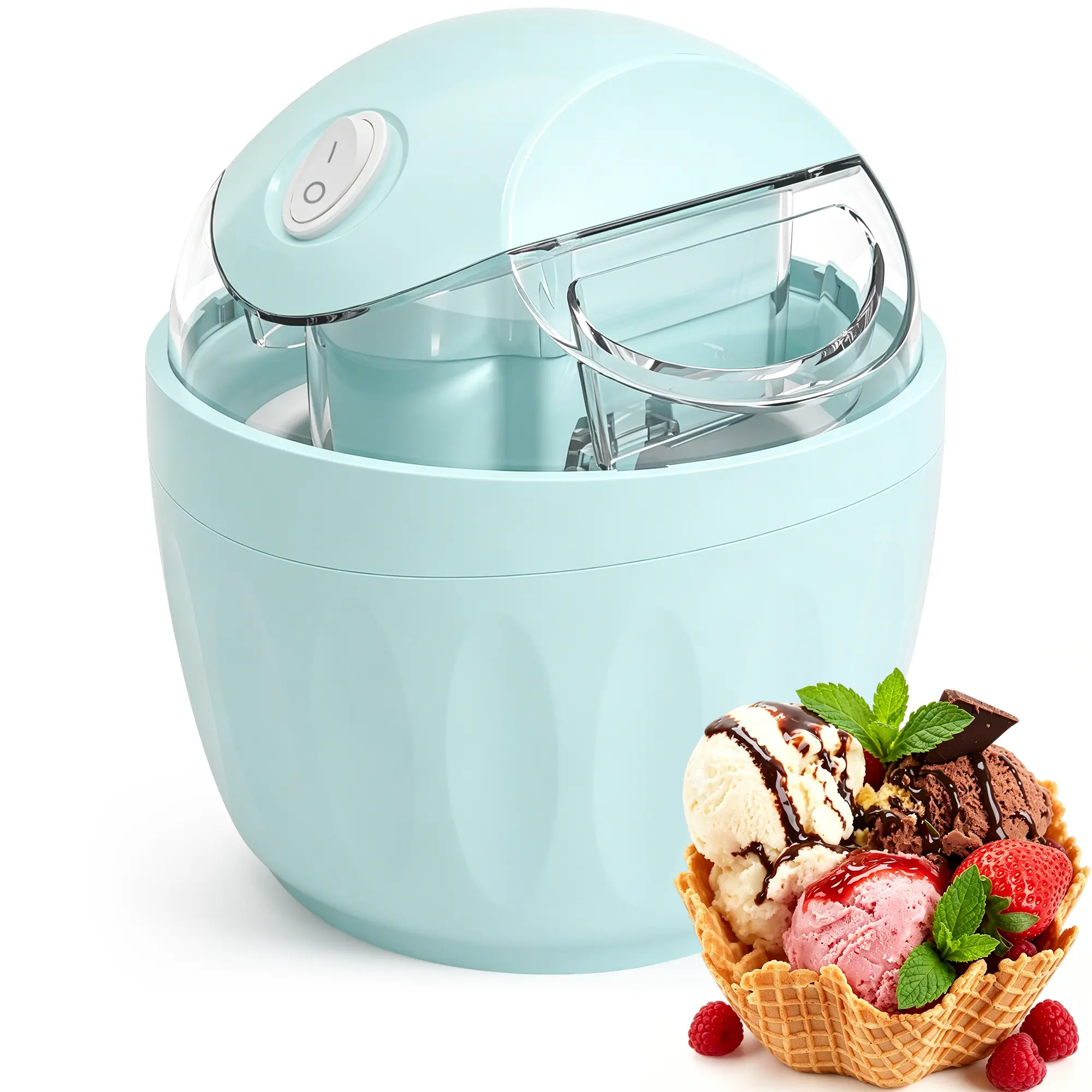 Electric Ice Cream Maker - 1-Touch Kitchen Appliance with Freezer Bowl, Locking Mechanism, Effortless Cleanup, 1-Touch Mix for Single Serve Healthy Homemade Frozen Yogurt, Sorbet, Gelato, Ideal for Summer Desserts, Home Essentials, Icecream Maker, One-Tou