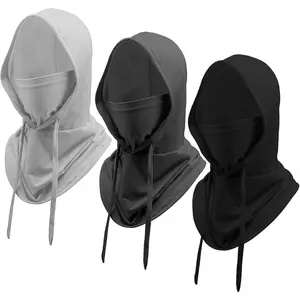 Unisex Adults' 3-Piece Cooling Balaclava, 1-Size Breathable Mesh Sun UV Protection Hood with Drawstring, UPF 50+ Full Head Face Cover, Balaclava Ski Mask, Gaiter Mask, Outdoor Dustproof for Motorcycle, Cycling