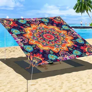 Boho Mandala Design Canopy, Beach Camping Garden Picnic Shade, Lightweight Outdoor Sunshade, Easy Install, Includes Tie-Down Rope, Lightweight Canopy Shelter