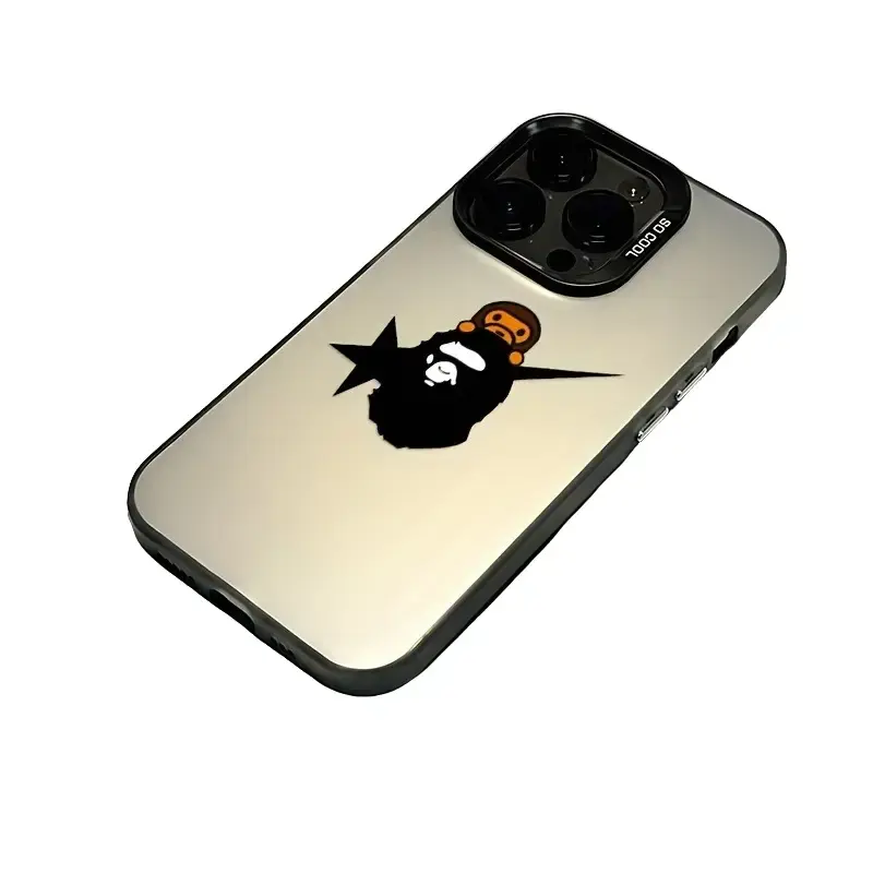 Phone case: A black ape star monkey pattern IMD laser phone case, suitable for iPhone 11, 12, 13, 14, 15, 16, 17, XS, XR, X, 7, 8, 12, 13 Plus Pro Max SE series. An aurora holographic colorful case that serves as an ornament/birthday gift/holiday