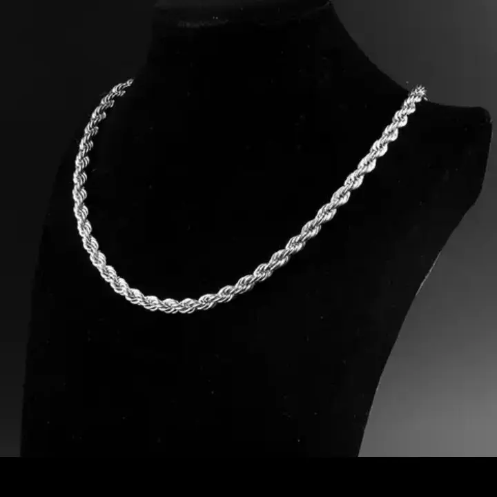 3/5/7mm stainless steel silver color twisted rope chain necklace 18-30in lengths  available  8in bracelet available rope necklace