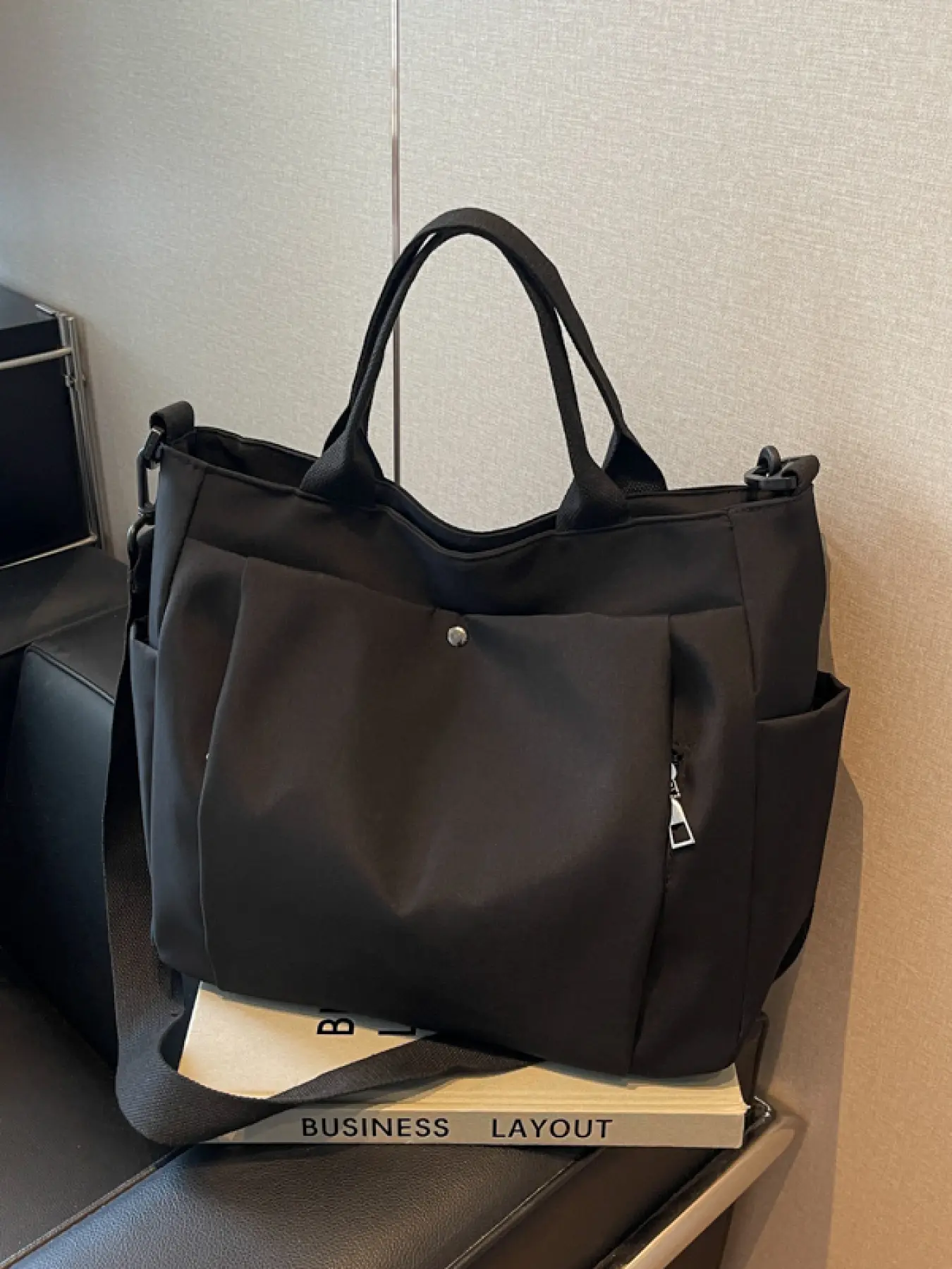 Women's Solid Color Multi-pocket Shoulder Bag, Fashionable Large Capacity Commuter Crossbody Bag for Daily Used, Casual Trendy Versatile High-quality Daily Commuting Business Multifunctional Bag, women's bags, Adjustable Strap Satchel