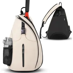 Pickleball Bag, Racketball Sling Bag, Backpack with Water Bottle Holder, Men's & Women's Pickleball Backpack, Adjustable Sling Bag w/Fence Hook/Large Capacity/Safety Pocket