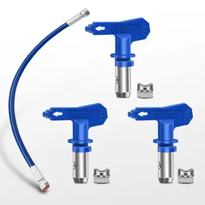 ZHUITU Tungsten Carbide Nozzle Set With 500mm Blue Hose And Stainless Steel Shims For 390 395 490 495 595 Airless Paint Sprayer Accessories Kit High Wear Resistance graco  ultra airless spray gun