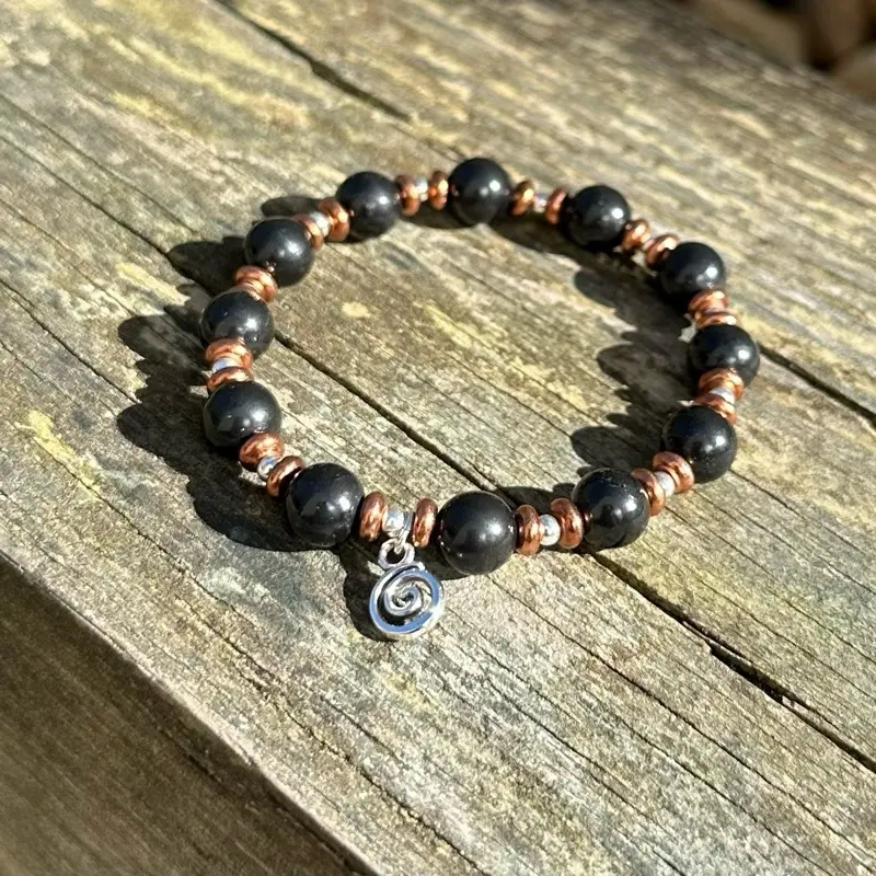 Energy Guardian- Shungite, Copper and 925 Sterling Silver bracelet