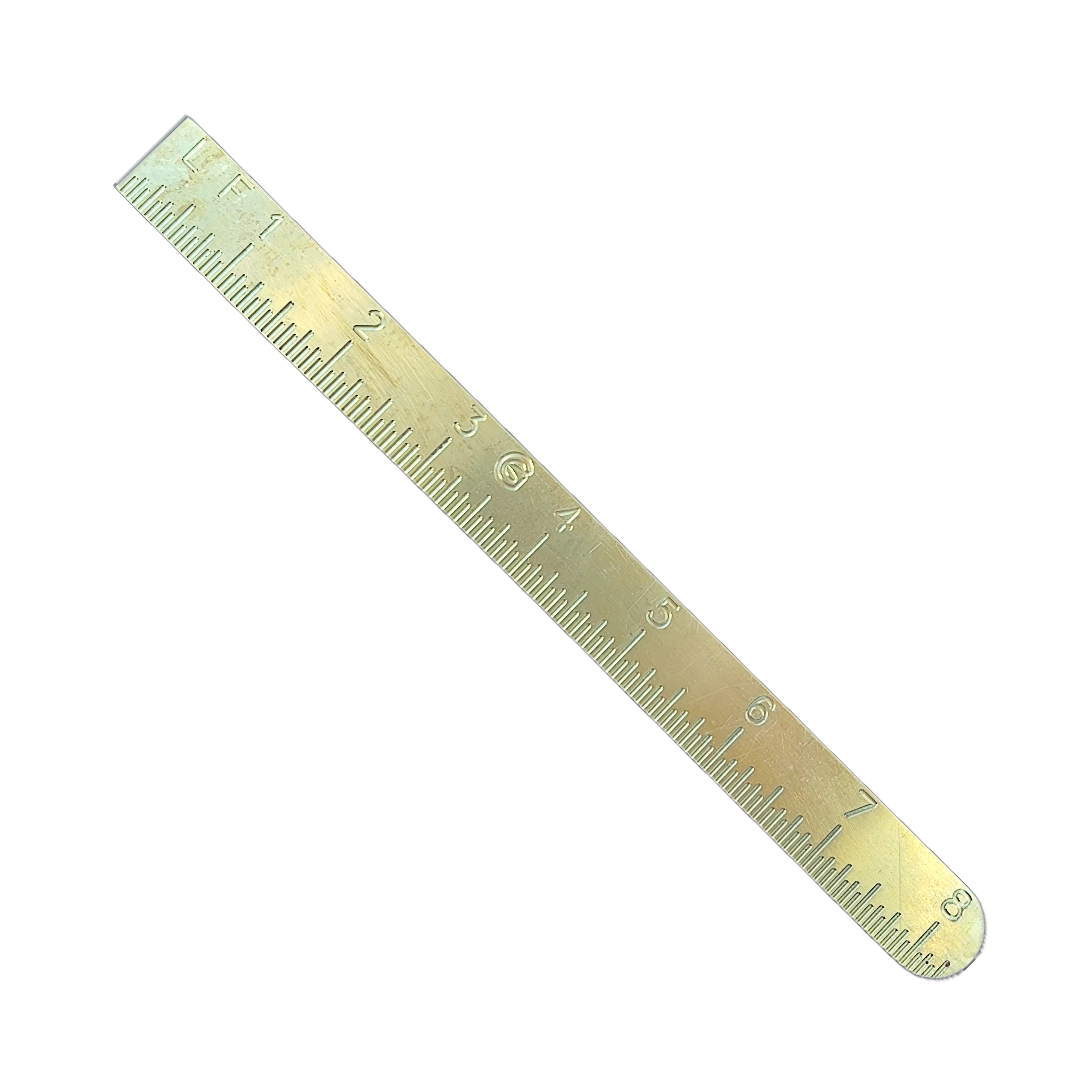 Cody Gregory 8" Brass Pocket Ruler Double-Sided L/R & H Markings for Precise Measuring Tool