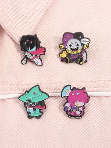 4pcs/set Deltarune RPG Game Enamel Pin, Susie Kris Game Character Metal Brooches, Durable Metal Pins, Lapel Backpack Badge, Jewelry Accessories, Gifts For Friends