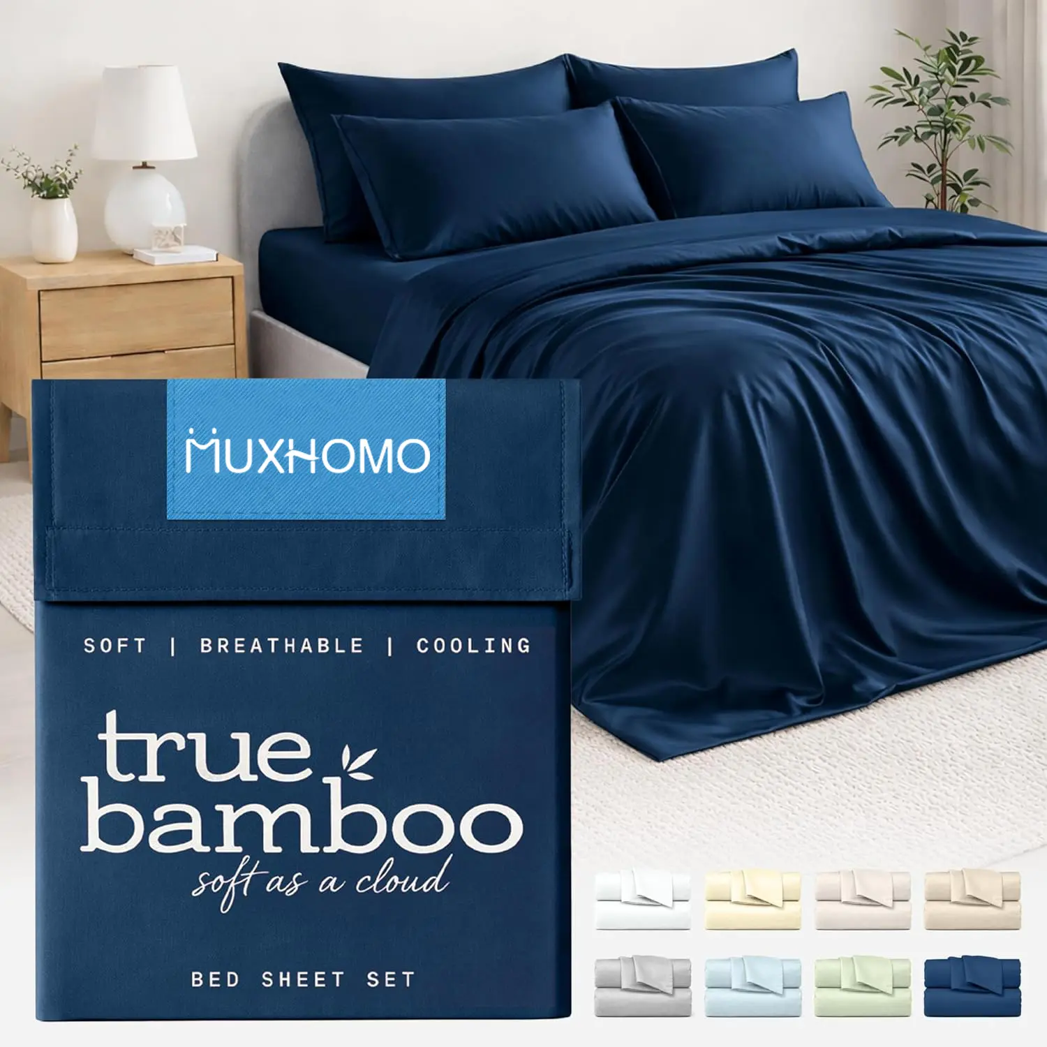 SASTTIE Extra Deep Pocket Bamboo Sheets, 3/4 PCS Ultra-Soft Luxury Feel - Silver Infused Cooling Sheets, Hotel Luxury Fitted Sheet Set, Soft Wrinkle-Free For Extra Deep Mattresses, Soft Children Sheet & Pillowcase Sets, King Size, Include Random Color