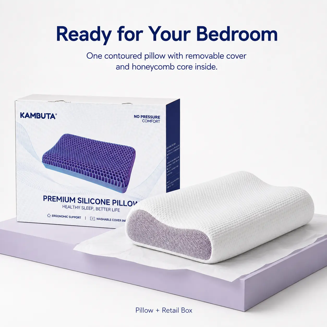 [Dealsforyou] Contour Gel Pillow with Washable Cover, Honeycomb Core Neck Support Pillow for Back & Side Sleepers, Dorm & Home