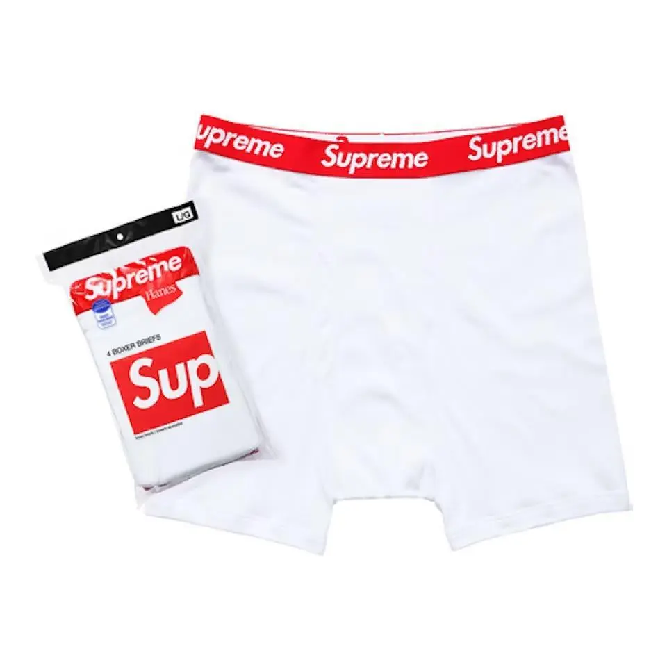 Supreme Hanes Boxer Briefs (4 Pack) White New Supreme Hanes Boxer Briefs (4 Pack) White New