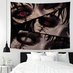 Anime Eyes Gothic Large Tapestry, Dark Aesthetic Wall Hanging, Horror Anime Grunge Wall Decor, Multiple Sizes, Easy To Clean Maintain, Home Decor For Living Room Bedroom Party, Great Gift For Anime Lovers, Decorative Tapestry, Signature Tapestry