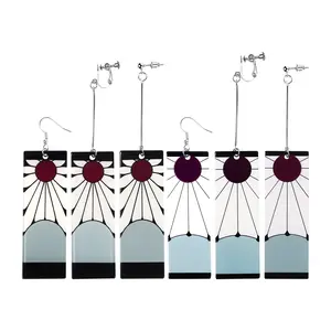 OIDEA 6-Pair Japanese Anime Jewelry, Demon Slayer Tanjiro Hanafuda Acrylic Character Shaped Cosplay Drop Earrings for Women Men, Cosplay Earrings
