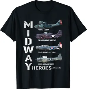 The Battle of Midway Plane Spotting American WW2 Aircraft T-Shirt - Skyelardawnv Shop 75B0D3Q5HKR3