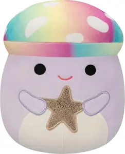 Squishmallows Original 8in Mahdi The Tie-Dye Purple Mushroom Holding Gold Star – Official Jazwares Plush (Little)