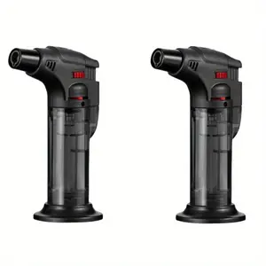 Torch Lighter, 2pcs,(Butane Not Included) Butane Refillable Jet Flame Torch Lighter, Windproof, Safe, Multi-Purpose Lighter for Candles, Fireplace, Campfire, BBQ (butane free)