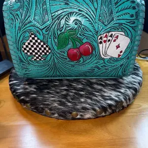 Turquoise “gambler” medium tooled leather speedy bag