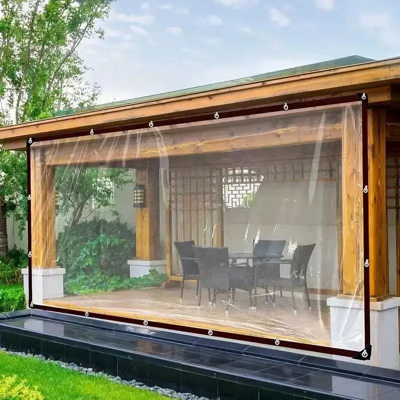 Clear Waterproof Tarps - Heavy Duty Outdoor Rainproof Covering, 7x10FT with 0.4" Diameter Grommets, Windproof PE Tarp for Indoor & Outdoor Use