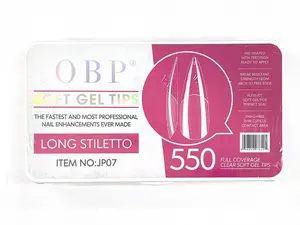 550 Gel-x Nail Tips Long Stiletto for Press on Nails, 11 sizes Full Cover Nail Tips Square Soft Gel Nail Tips False Nails Extension
