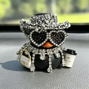 1pc Luxury Rhinestone Duck Car ornament, Sparkling Pearl Decor Car Dashboard Decor, Unique Cool Car Interior Decorative Accessories for Car, Truck, SUV, Perfect Car Gift, Decoration