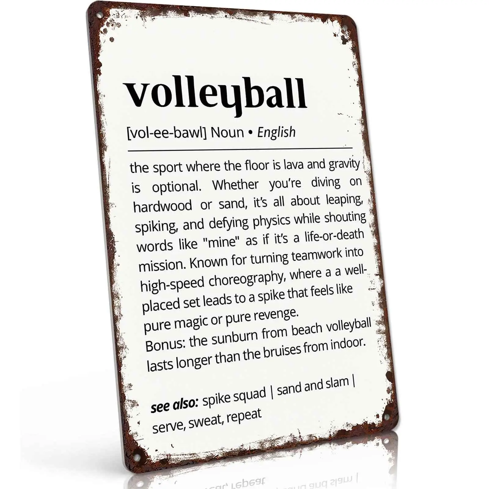 Vintage Volleyball Definition Aluminium Tin Sign - 8x12in Lightweight Decorative Wall Plaque, Home Decor Gift for Volleyball Enthusiasts (Room, Garage Use)