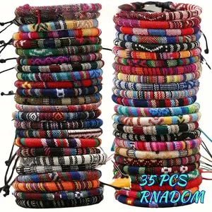35 Pcs Bohemian Hand Woven Bracelet Sets, Suitable for Gifting, Various Colors, Fashionable Jewelry Sets, Friendship Bracelet Sets