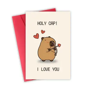 1PC Funny Capybara Valentines Day Cards for Him Her, Funny Pun Valentine’s Gifts Card for Boyfriend Girlfriend Husband Wife Fiance, Romantic Anniversary Animal Love Card