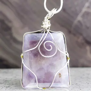 Amethyst Chevron Wire Wrapped Necklace