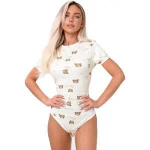 Adult Onesie Snap Crotch Cute Pajama Set Short Sleeve Bodysuit Plus Size Onesie  Womens Pajamas S-XL