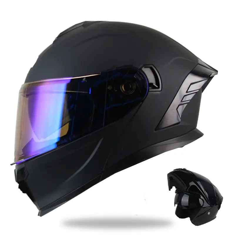 Motorcycle open-face helmet with removable chin strap, suitable for commuting and touring, racing-inspired design, unisex, pure color, black and white dual lens design, DOT certified