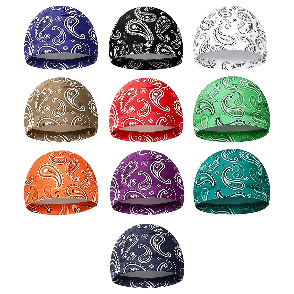 Pack of 10 Cooling Skull Cap Helmet Liner Sweat Wicking Cap Hard Hat Liner for Men Women Sports Cycling, Running, Biking, Mountaineering, Walking, Hiking, Jogging and Many Other Outdoor Activities