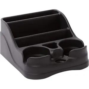 Moblorg Small Center Console for Cars, Trucks, Minivans, SUVs, Vehicle Organizer, Cup Holders, Recycled Plastic, Made in USA (Black)