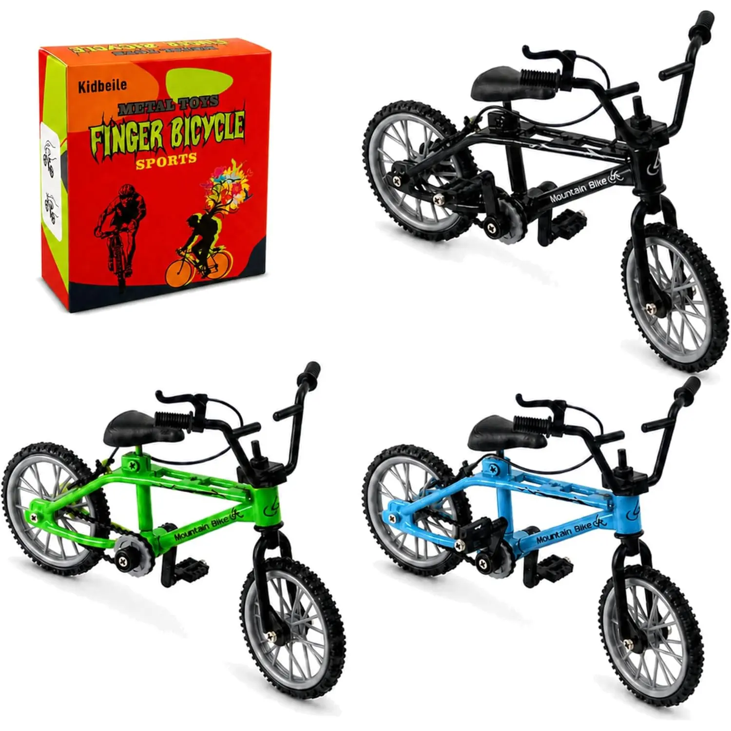 3-Pack Finger Bikes, 1:18 Mini BMX Double-Bar Bicycle Toys