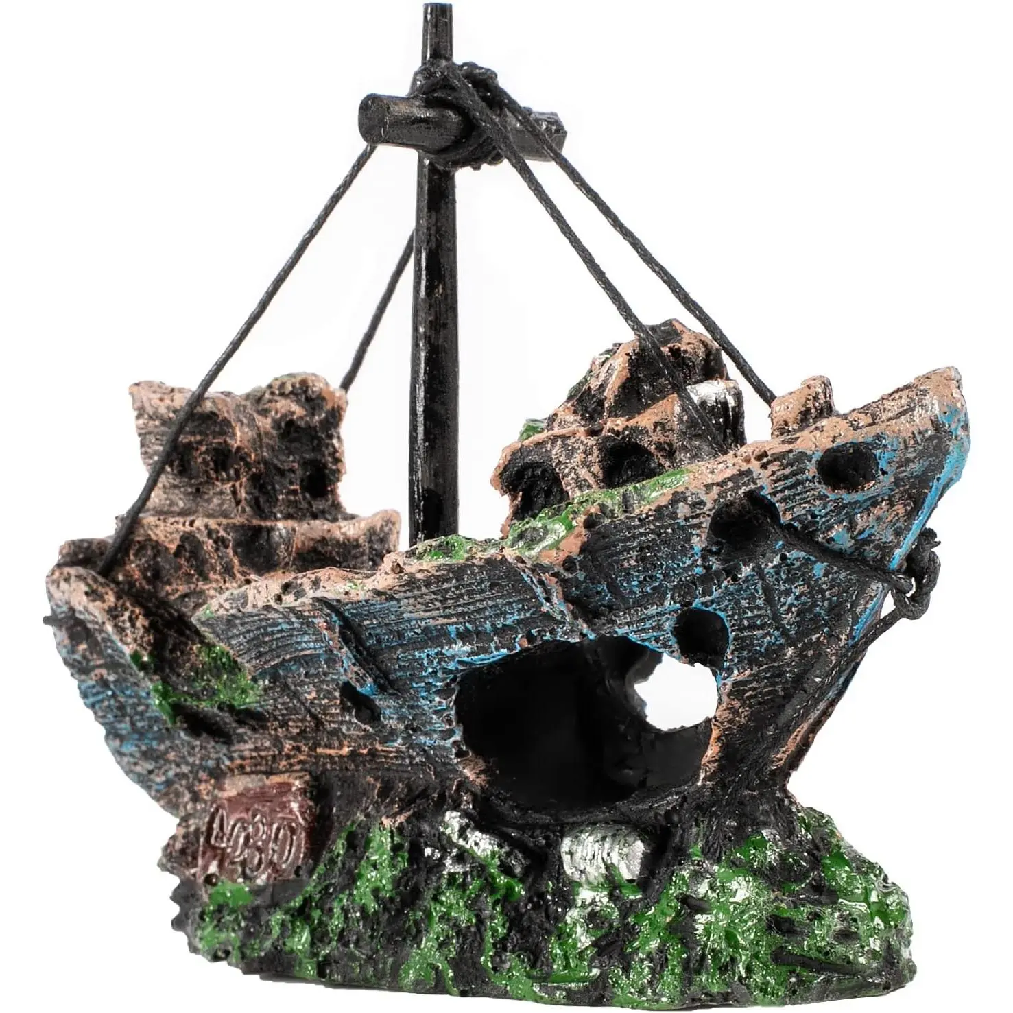 Fish  Decoration Aquarium Accessories,Shipwreck Decor, Material Sunken Ship Decorations for Fish Favors, Multi, 10 * 10