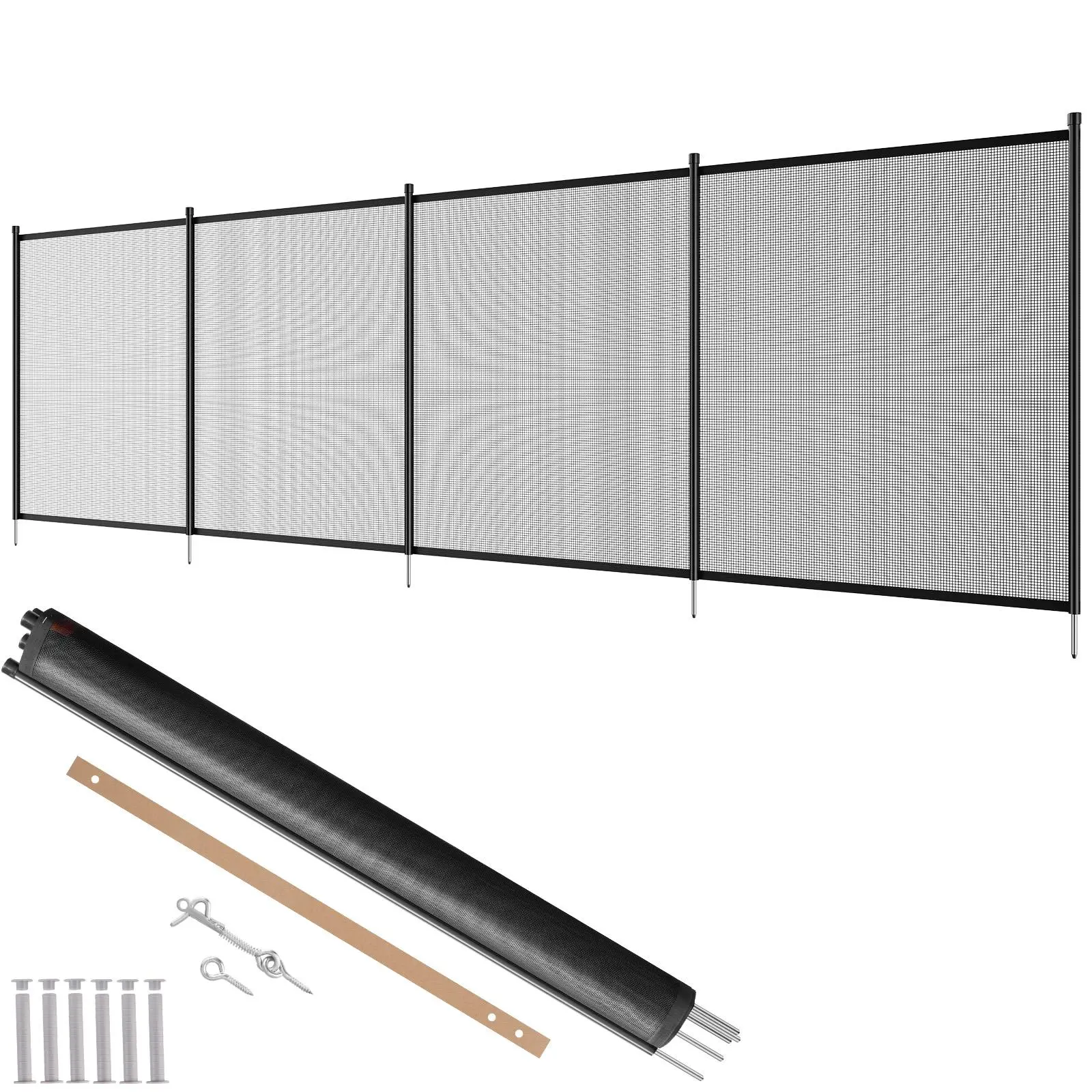 【summerfinds】VEVOR Pool Fence, 4 x 12 FT Pool Fences for Inground Pools, Removable Child Safety Pool Fencing, Easy DIY Installation Swimming Pool Fence, 340gms Teslin PVC Pool Fence Mesh Protects Kids and Pets